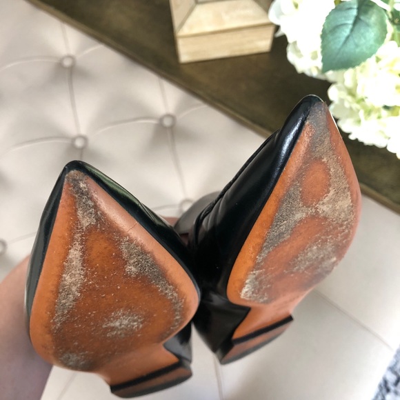 SOLD Celine Fall 2014 Pointed Toe Black Patent Loafer Flats 37.5 Old Celine Logo - Picture 12 of 12